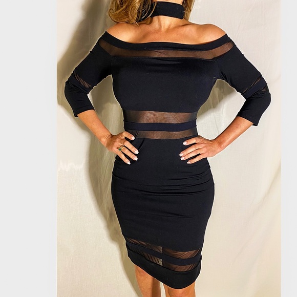 π€ BEBE OFF SHOULDER π€ MESH INSERT - Picture 6 of 7